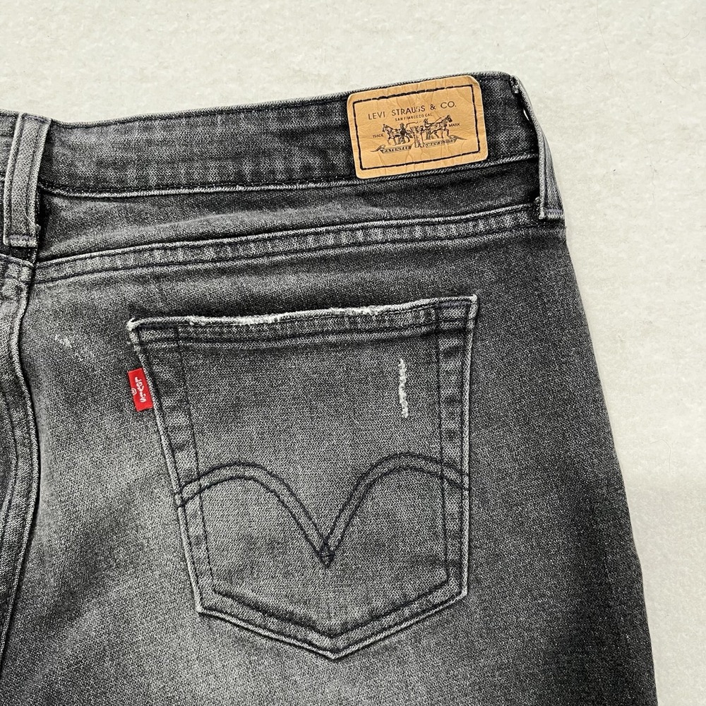 Levi's 545 Bootcut Jeans Women's 16M Mid Rise Distressed Black Denim Jean Y2K